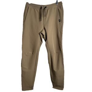Men’s UNRL Performance Pants Tan Size Small Tapered Leg Elastic Waist